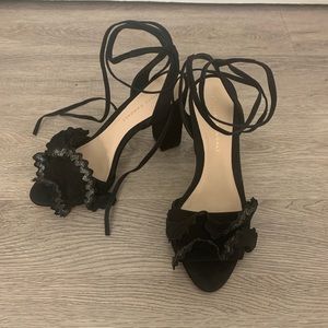 Loeffler Randall ruffle suede sandals